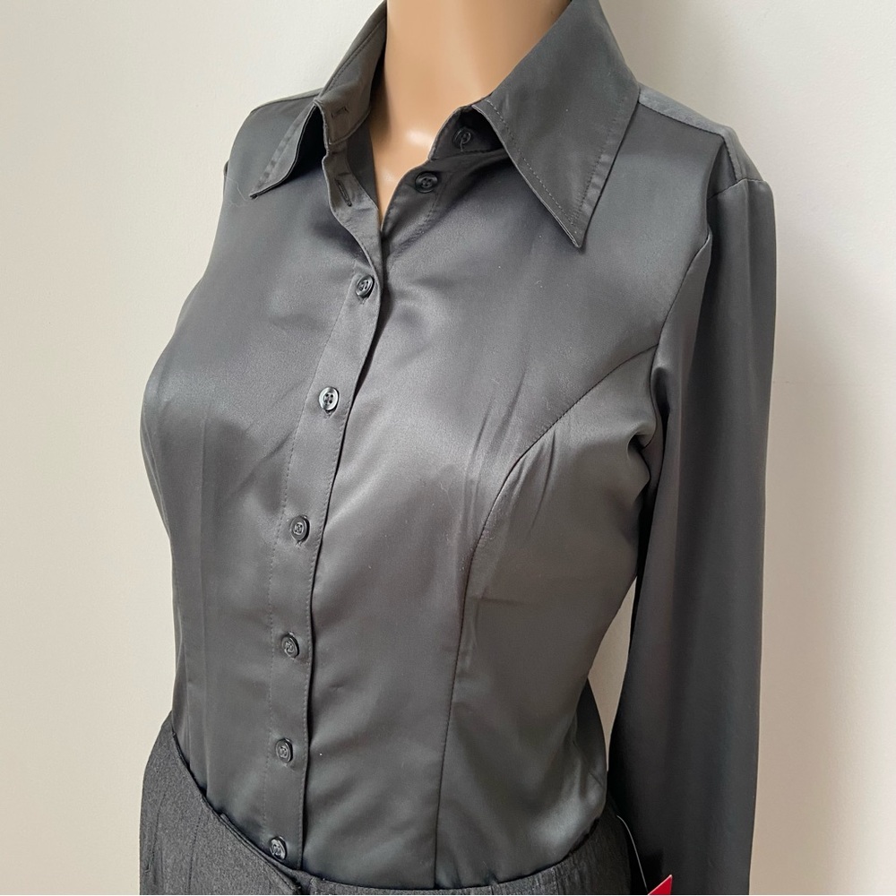 Dark grey satin blouse
